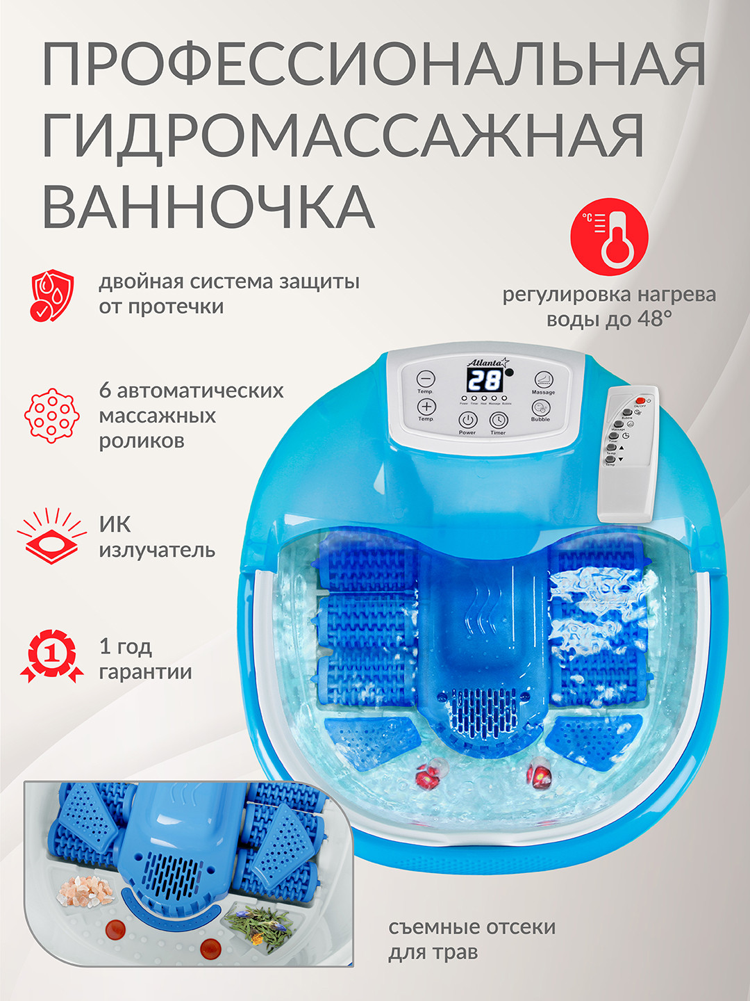 Гидромассажная ванночка Atlanta ATH-6417 (синий) — фото 2