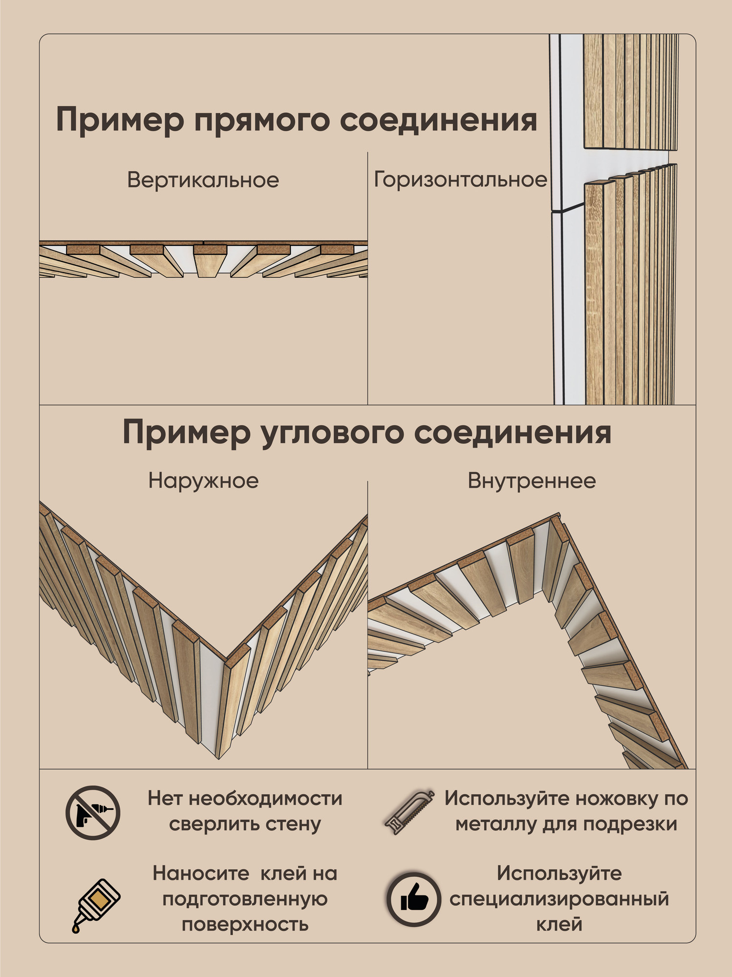 Реечная панель Mio Tesoro 612х612х18-8 (1.44м2, сонома/серый) — фото 6
