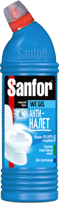 Чистящее средство для унитаза Sanfor WС Антиналет+блеск. Морской бриз (750мл)