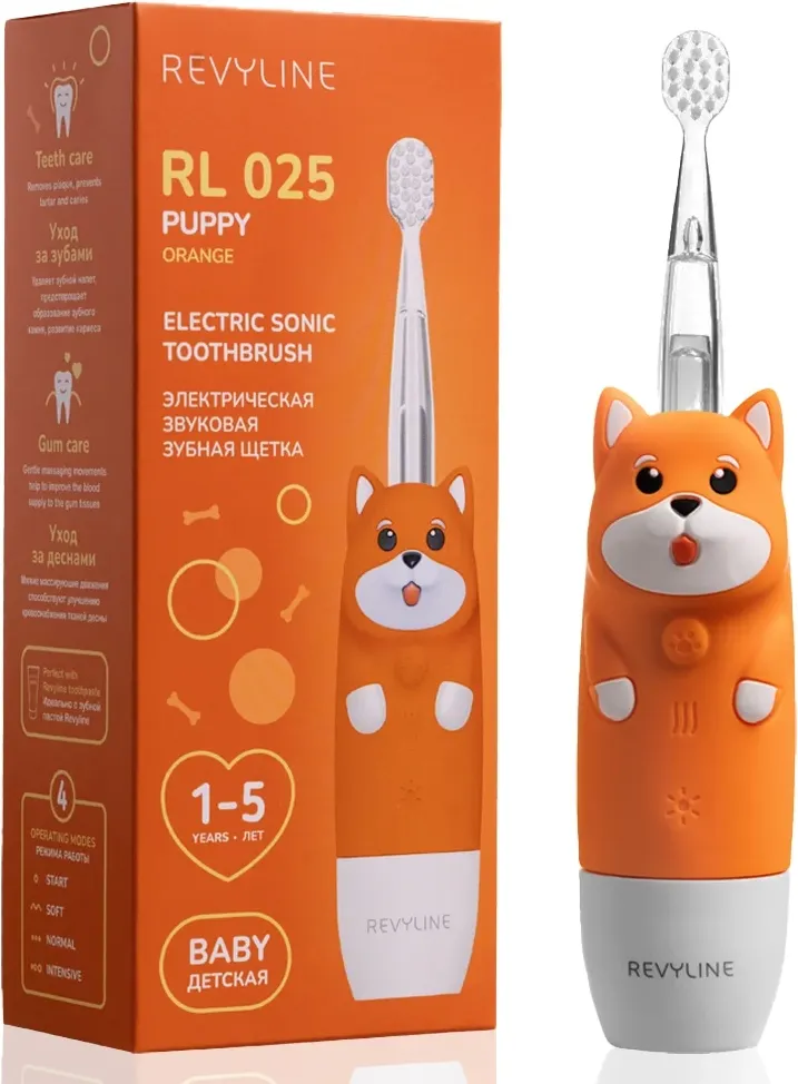 Детская звуковая зубная щетка Revyline RL 025 Baby Dog / 8618 (оранжевый) — фото 2