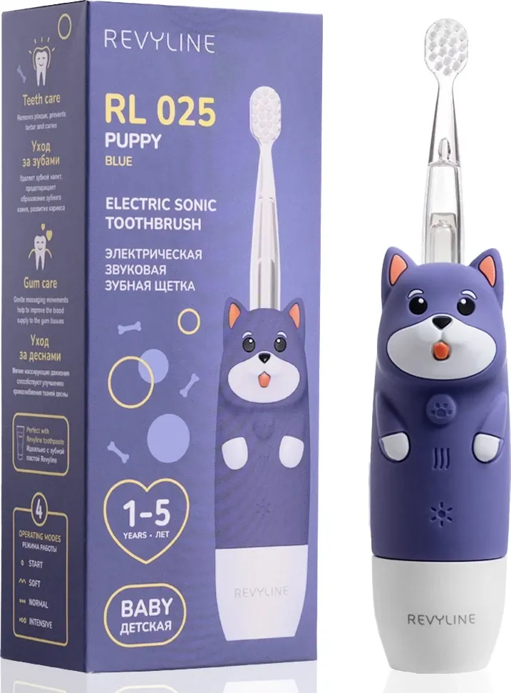 Детская звуковая зубная щетка Revyline RL 025 Baby Dog / 8617 (голубой) — фото 2
