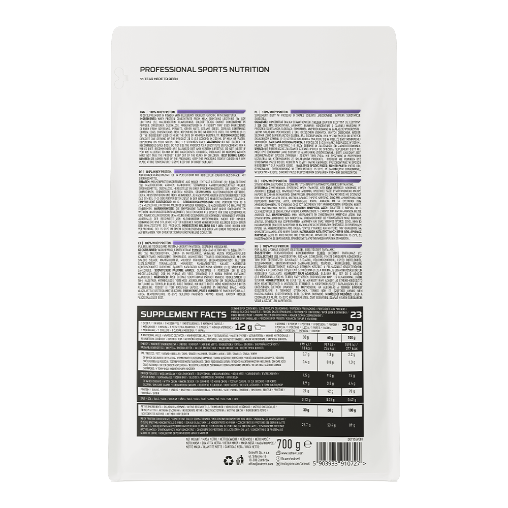 Протеин OstroVit 100% Whey Protein (700г, голубика-йогурт) — фото 3