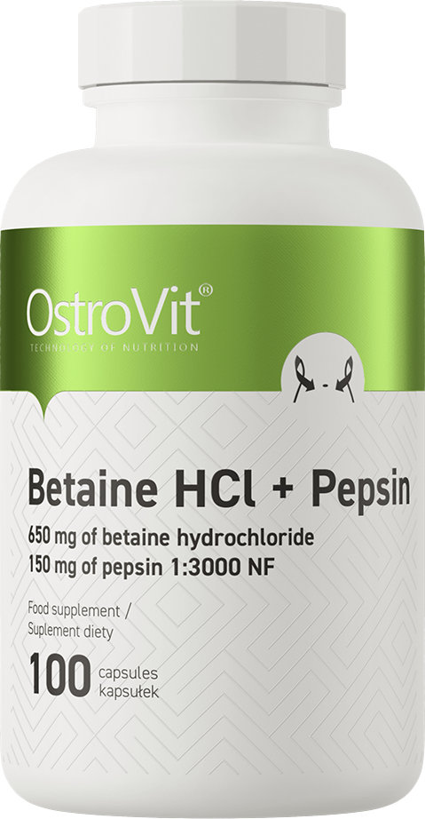 Пищевая добавка OstroVit Betaine HCl + Pepsin (100 капсул)