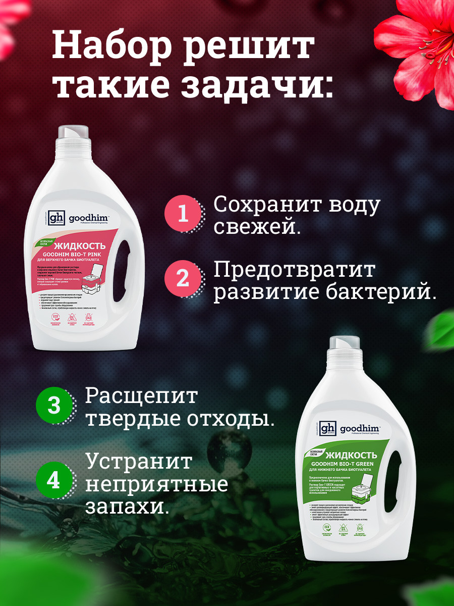Набор жидкостей для биотуалета GoodHim Green + Pink 14112 (2х2л) — фото 3