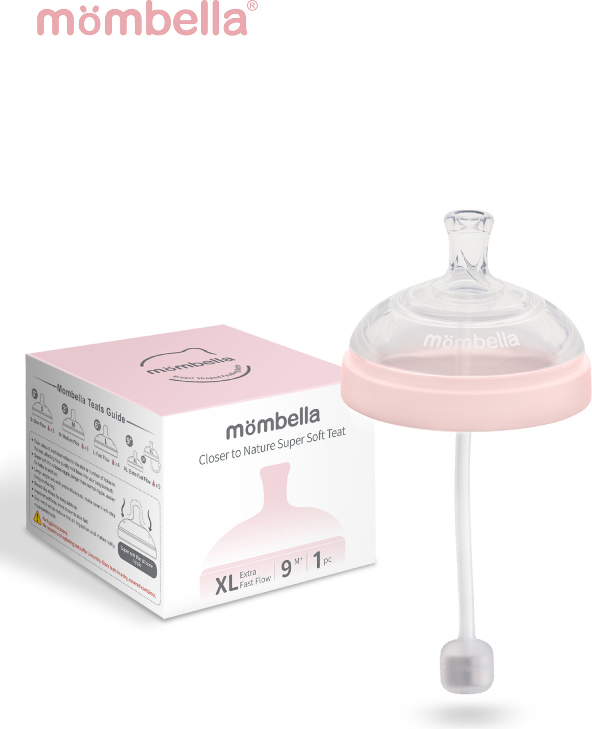 Соска для поильника Mombella Wide Neck / 01859 (XL, розовый) — фото 2