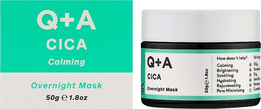 Маска для лица кремовая Q+A Cica Overnight Успокаивающая ночная (50г) — фото 2