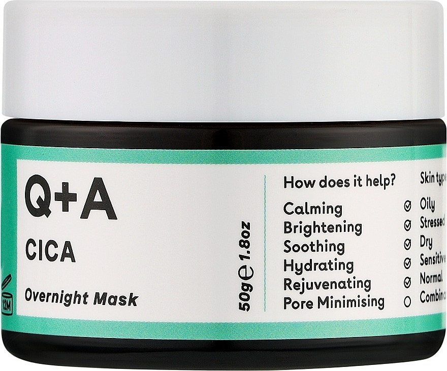 Маска для лица кремовая Q+A Cica Overnight Успокаивающая ночная (50г)