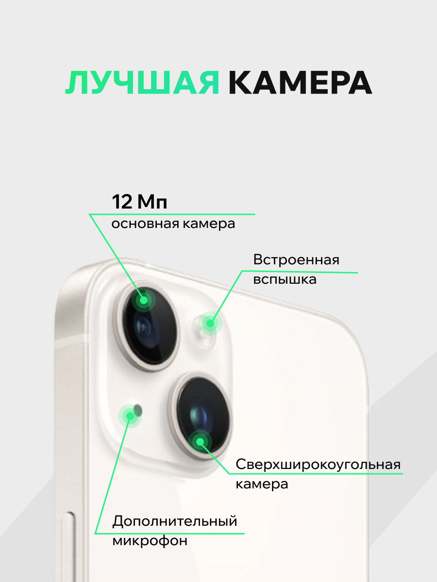 Смартфон восстановленный Apple iPhone 14 256GB ELNU грейд A (сияющая звезда) — фото 3
