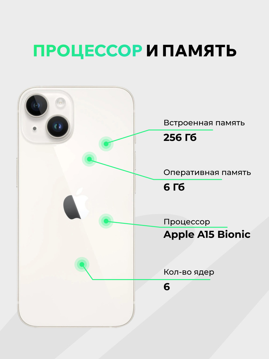 Смартфон восстановленный Apple iPhone 14 256GB ELNU грейд A (сияющая звезда) — фото 2