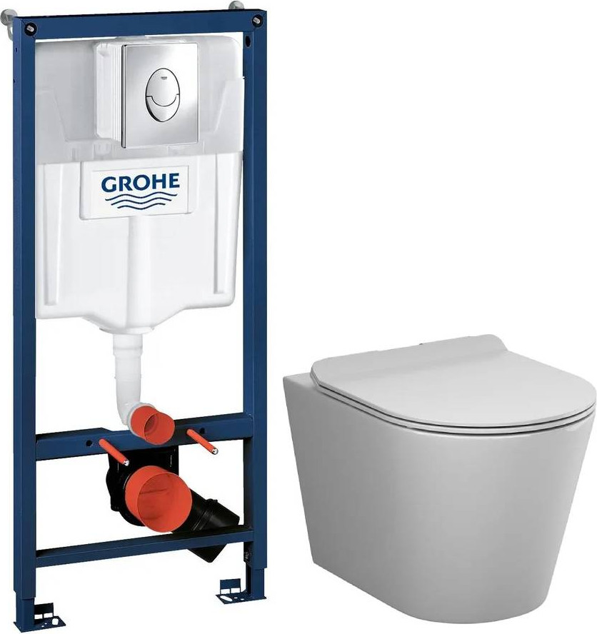 Унитаз подвесной с инсталляцией AM.PM Sunny Flashclean C85C1701SC + GROHE Rapid SL 38721001