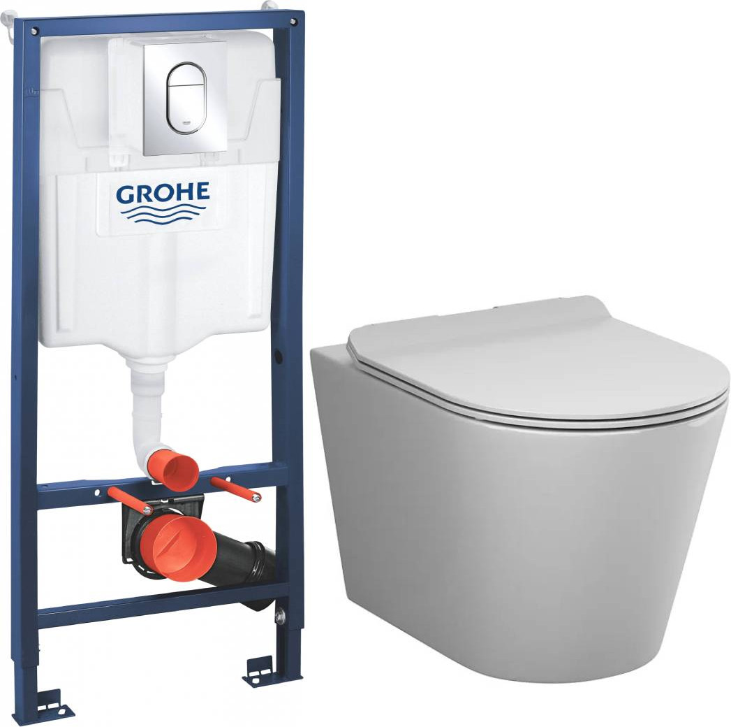 Унитаз подвесной с инсталляцией AM.PM Sunny Flashclean C85C1701SC + GROHE Rapid SL 39504000