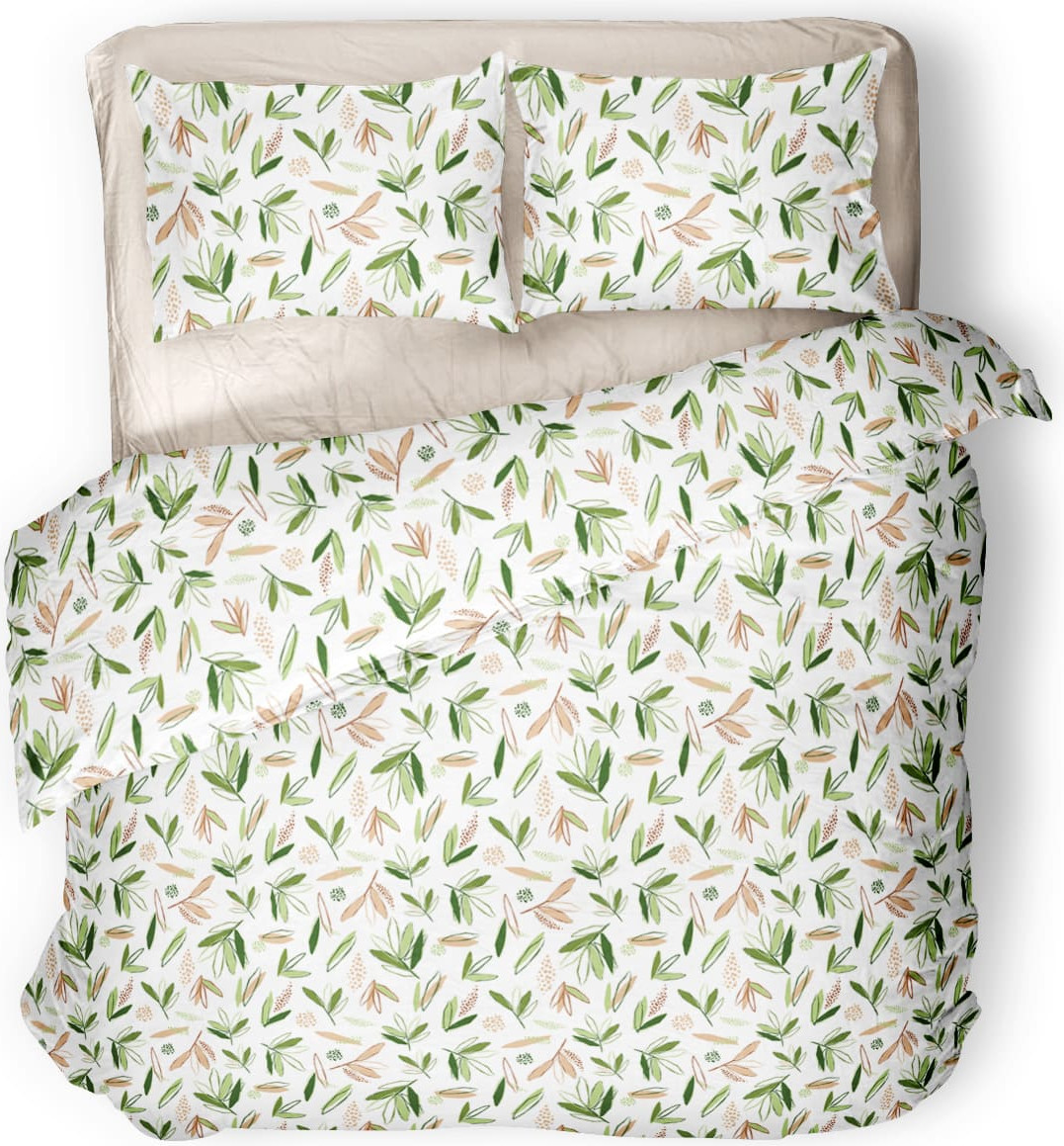 Комплект постельного белья Samsara 1.5сп Листья Home (простыня на резинке) — фото 4
