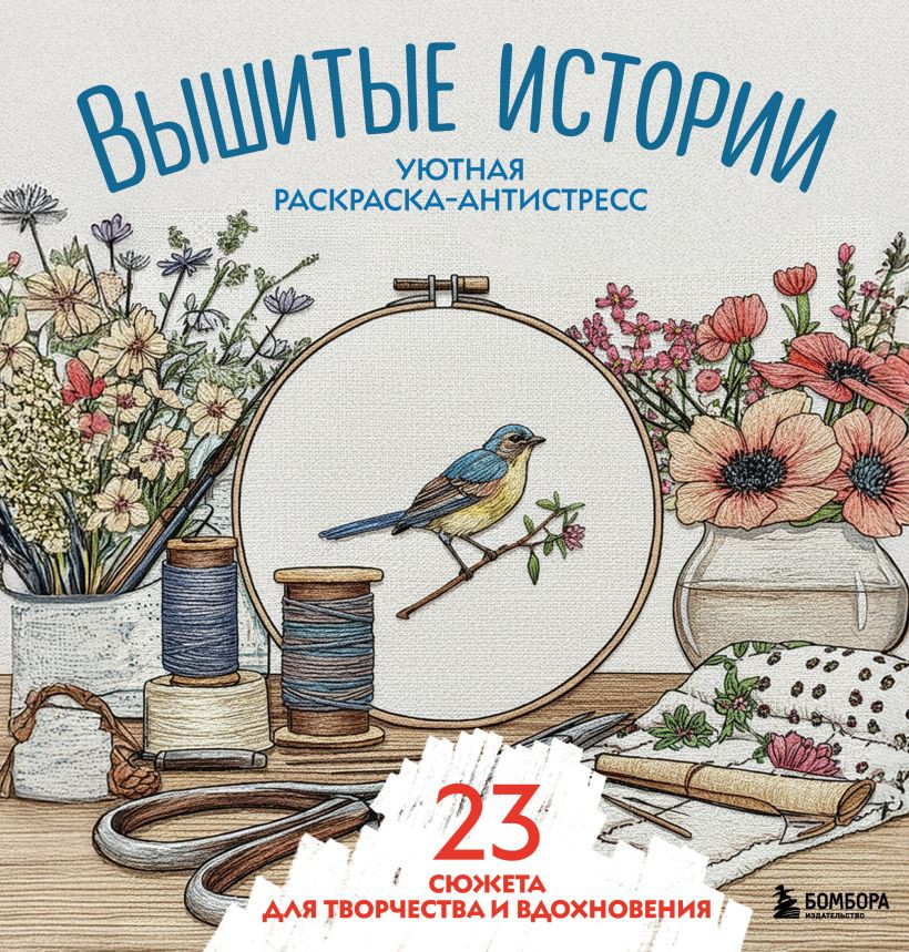 Раскраска-антистресс Бомбора Вышитые истории. 23 сюжета для творчества и вдохновения (9785042352942)