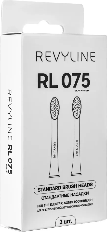 Набор насадок для зубной электрощетки Revyline RL 075 / 9050 (2шт, черный/красный) — фото 2