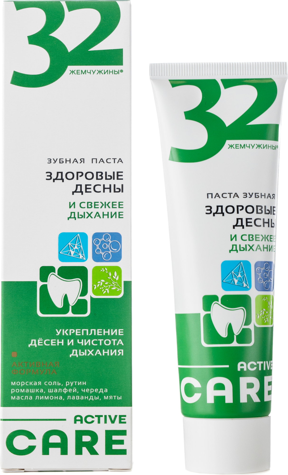 Зубная паста Modum 32 Жемчужины Active Care Здоровые десны и свежее дыхание (100г) — фото 2