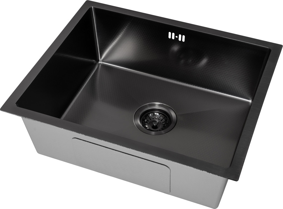 Мойка кухонная Basic CL Decor 55x45 (черный, коландер, дозатор) — фото 4