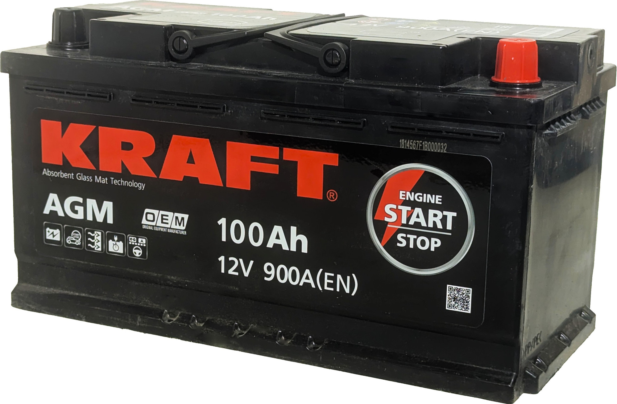 Автомобильный аккумулятор KrafT AGM R+ 900A / AGM-L5 (100 А/ч) — фото 3