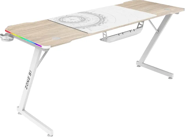 Геймерский стол Zone 51 Trine 160 RGB / Z51-T6R-WD (дерево/белый) — фото 2