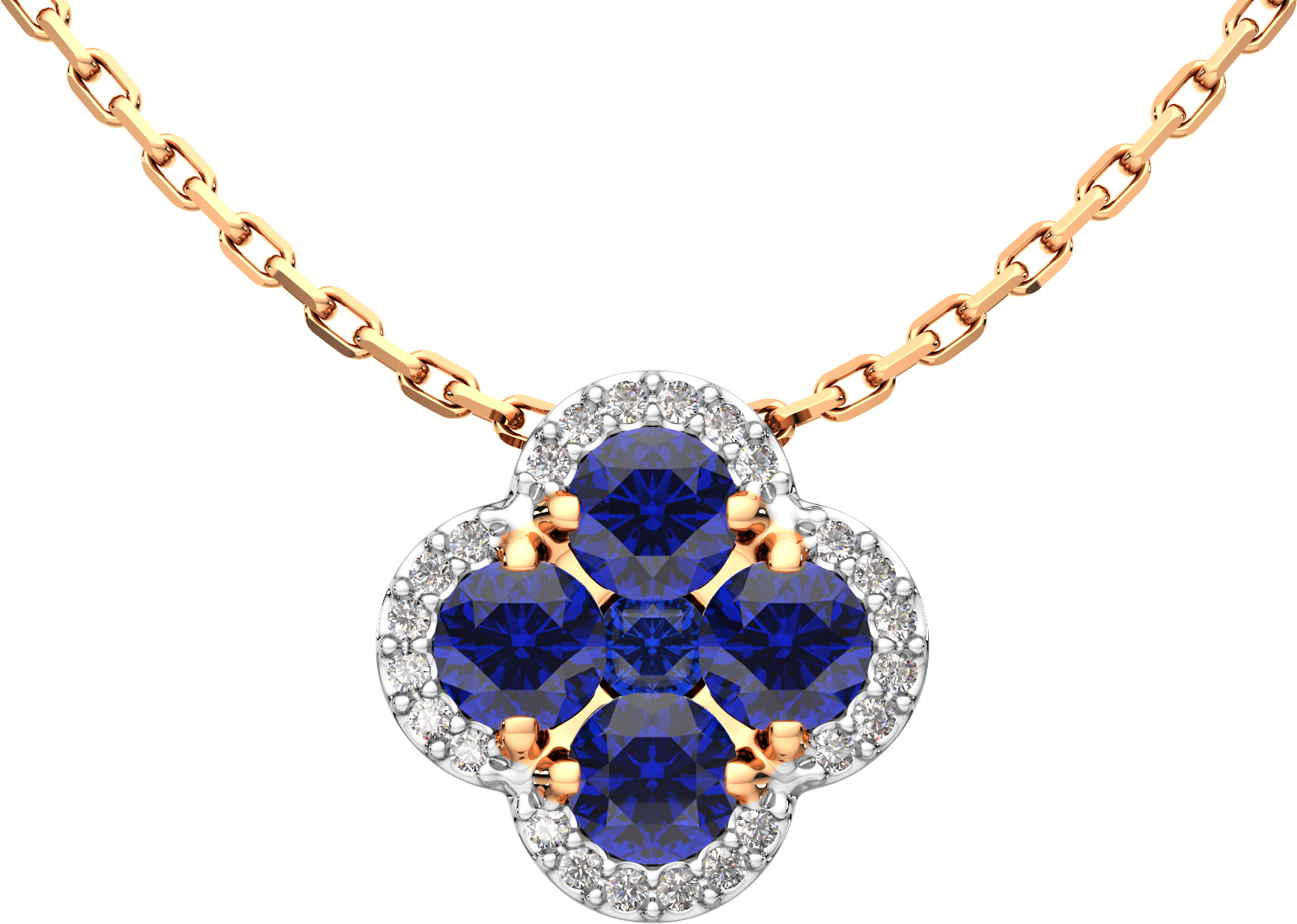 Колье из розового золота ZORKA 5D1098.14K.R (45см, с бриллиантами и сапфирами)