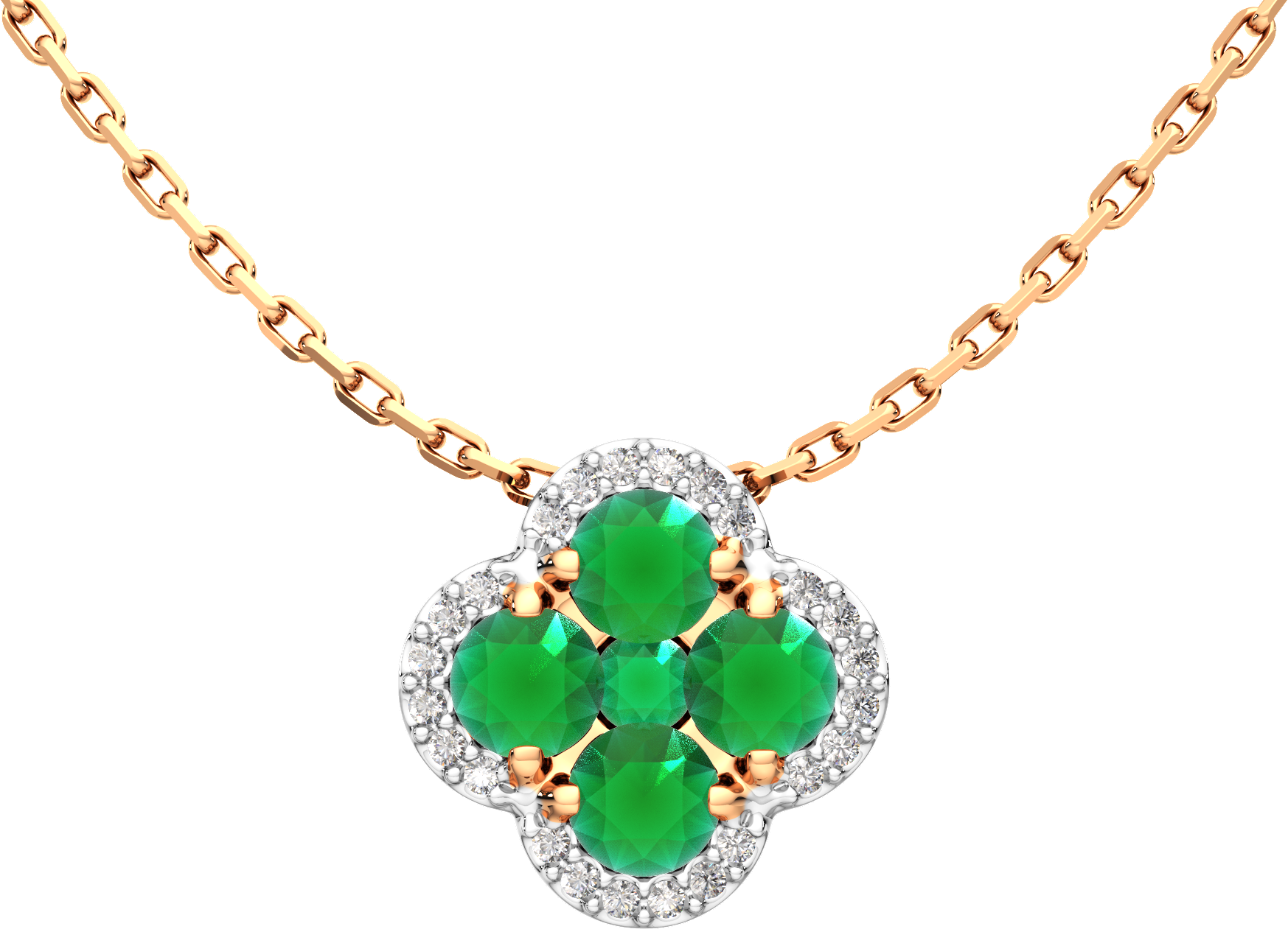 Колье из розового золота ZORKA 5D2098.14K.R (40см, с бриллиантами и изумрудами)
