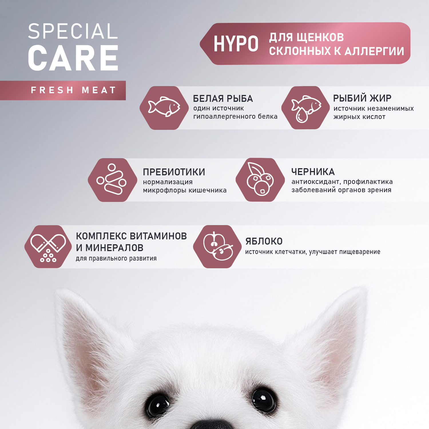 Сухой корм для собак Award Special Care Hypo Puppy Белая рыба (2кг) — фото 4