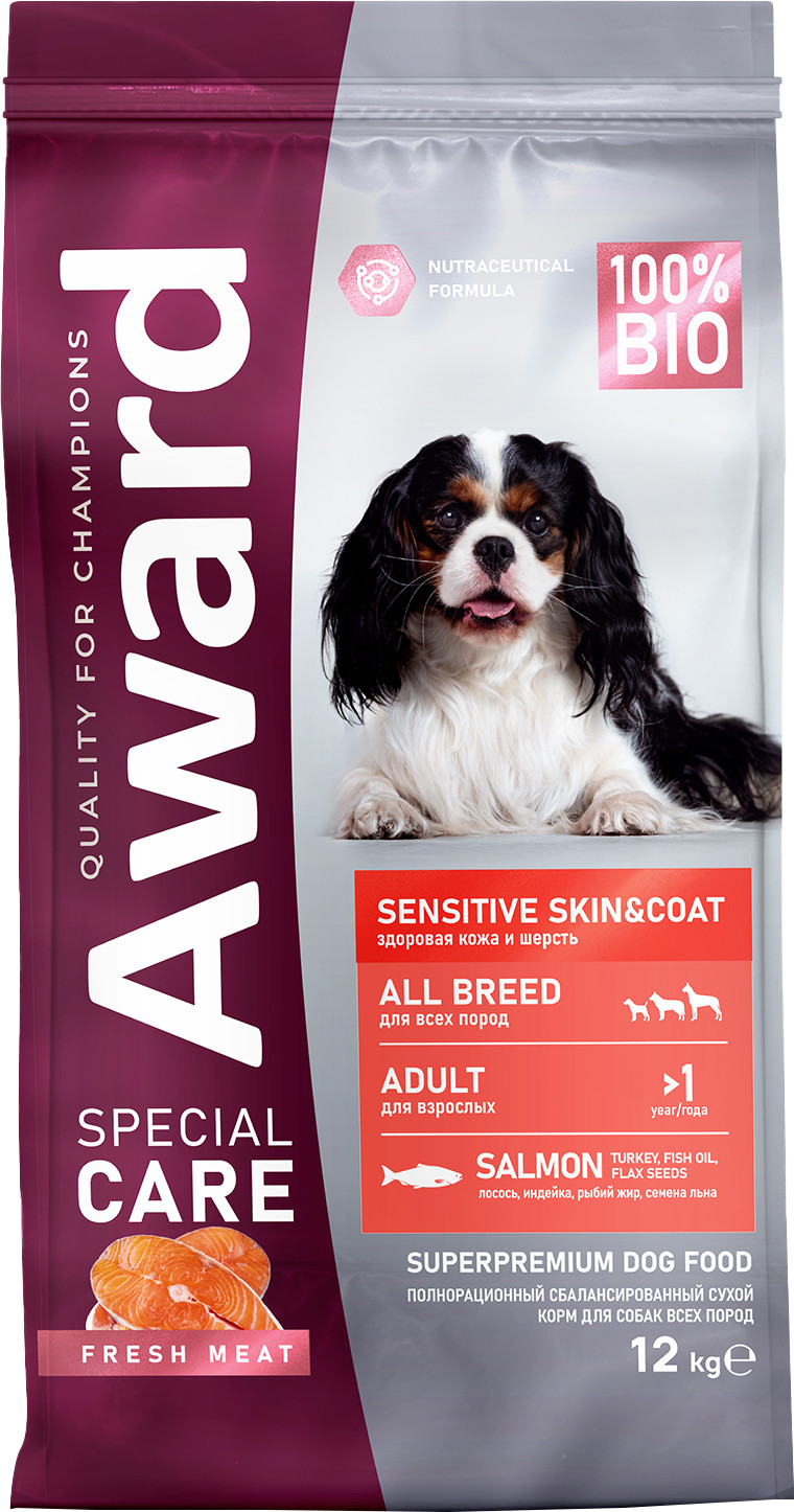 Сухой корм для собак Award Special Care Sensitive Skin&Coat свежий лосось (12кг)