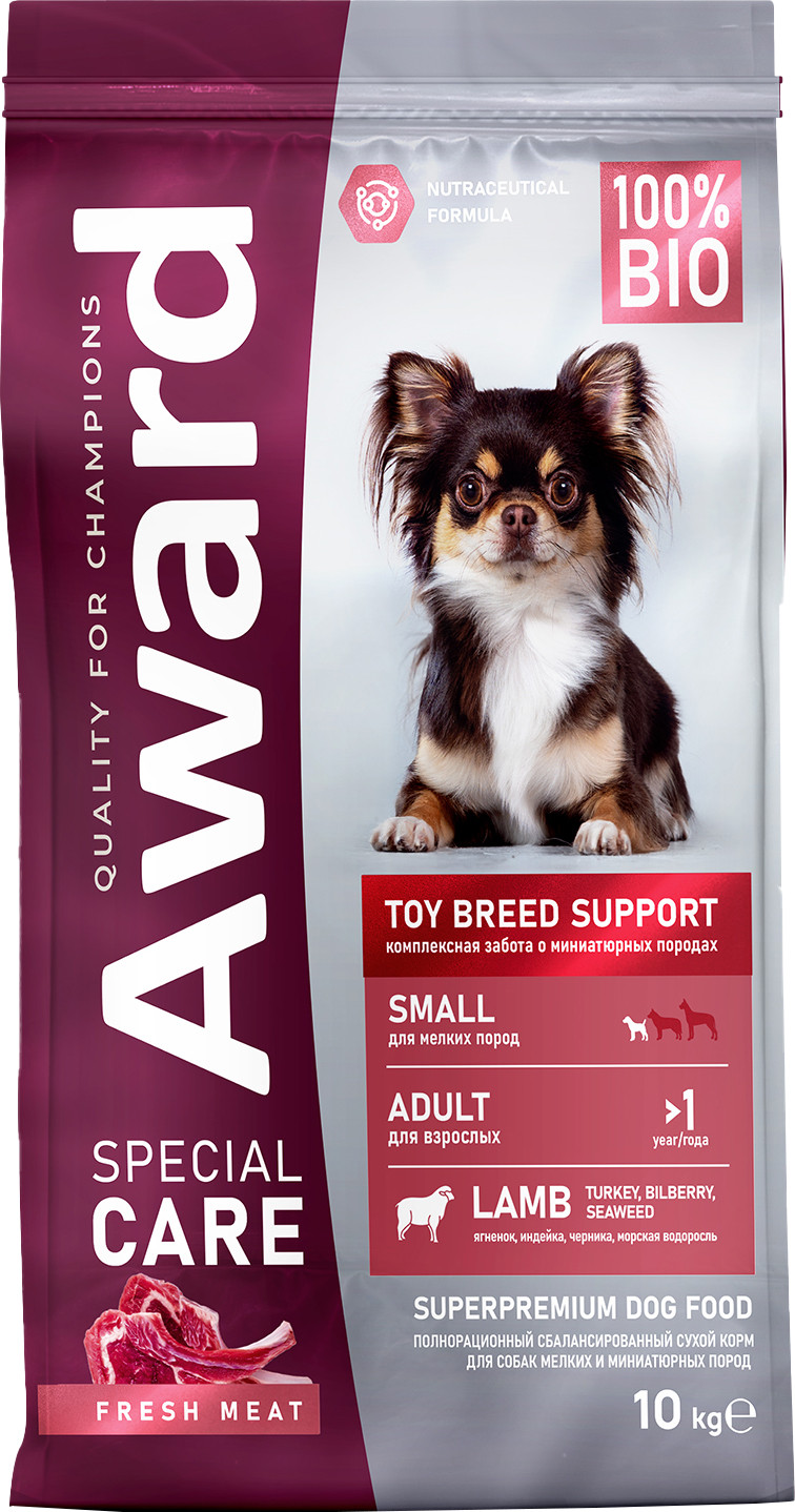 Сухой корм для собак Award Special Care Toy Breed Support мясо ягненка (10кг)
