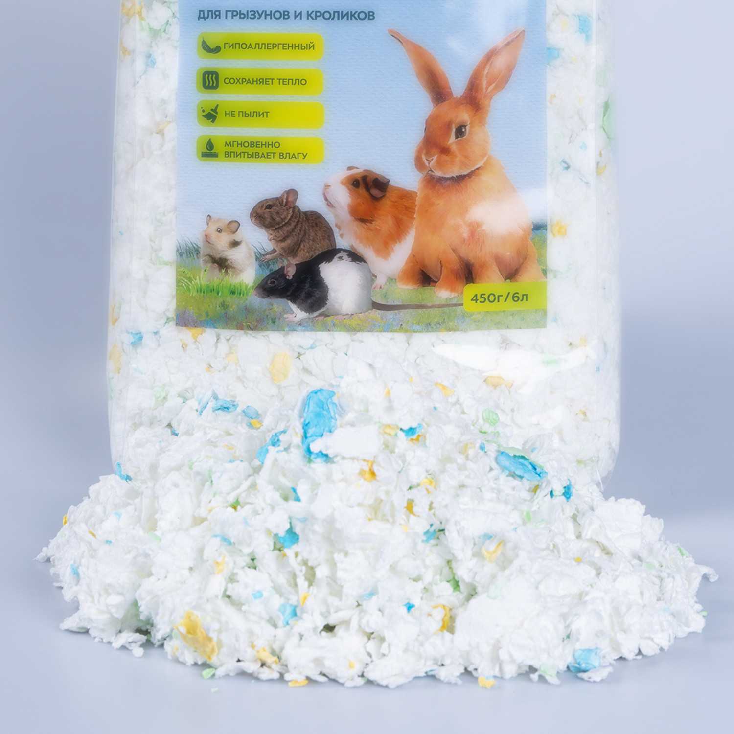 Наполнитель для грызунов Bambini Pets Целлюлозный для грызунов и кроликов (450г) — фото 4
