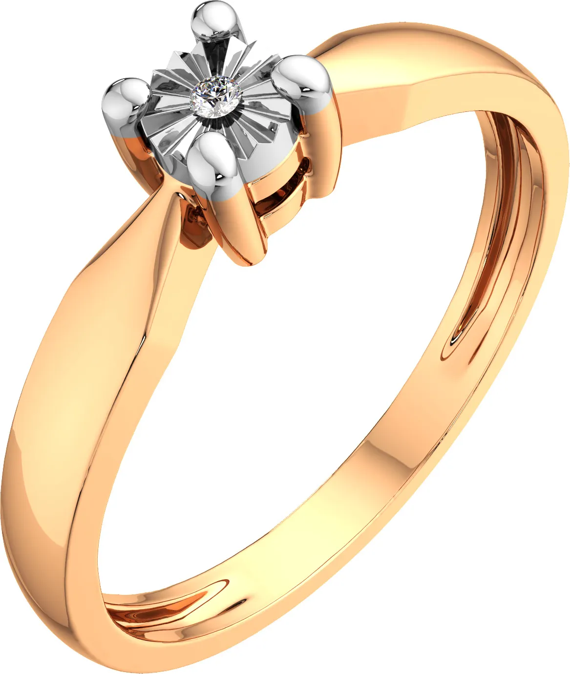 Кольцо из комбинированного золота ZORKA 2D00355.14K.B (р.16, с бриллиантом) — фото 2