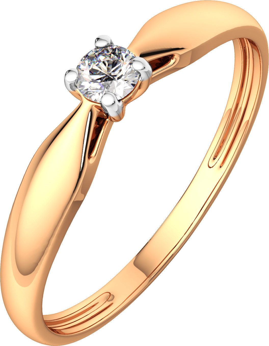 Кольцо помолвочное из розового золота ZORKA 2101193.14K.R.ZZ (р.15, с фианитом)
