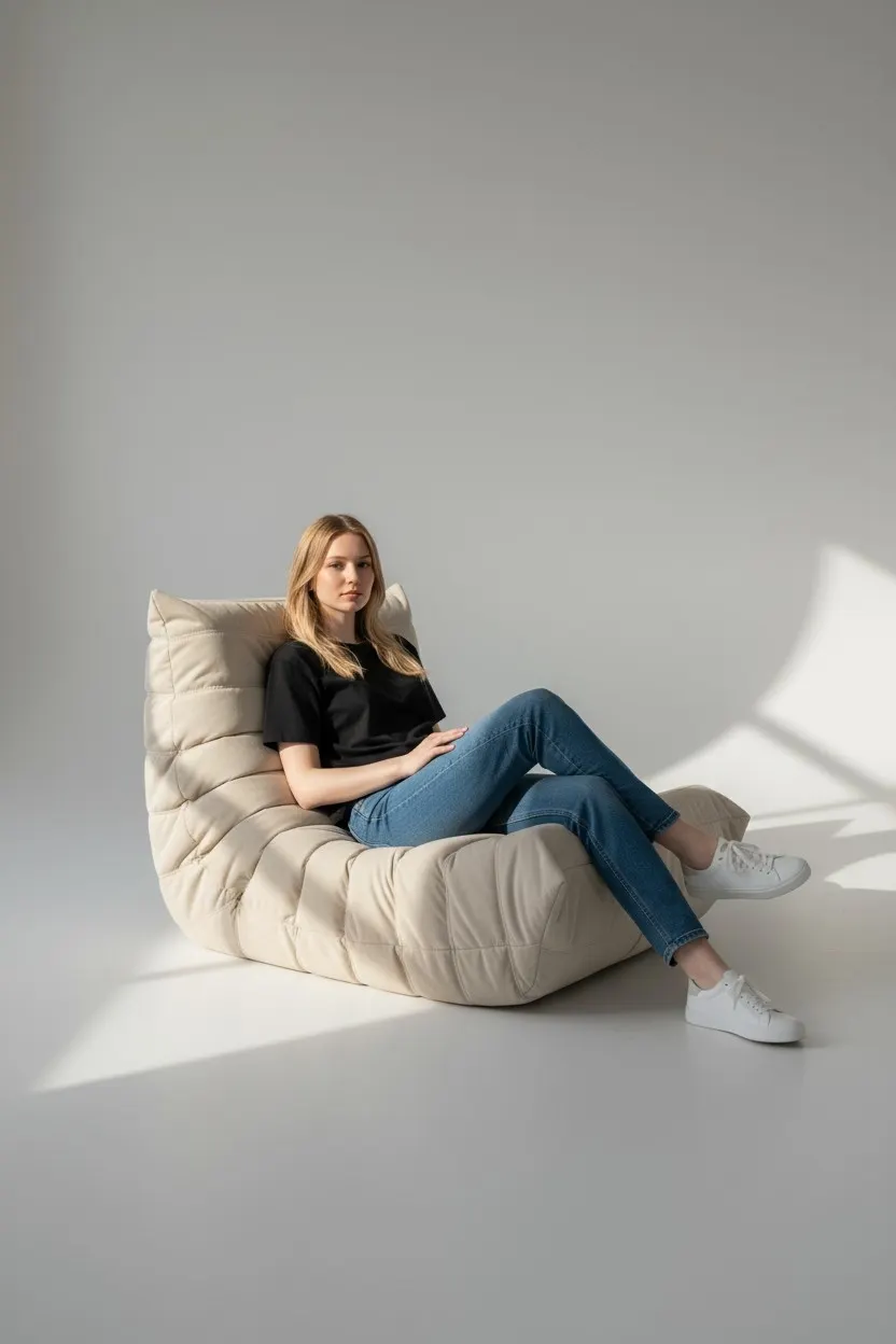 Кресло-мешок BeanBag Француз / FC-90x35-L (латте) — фото 4