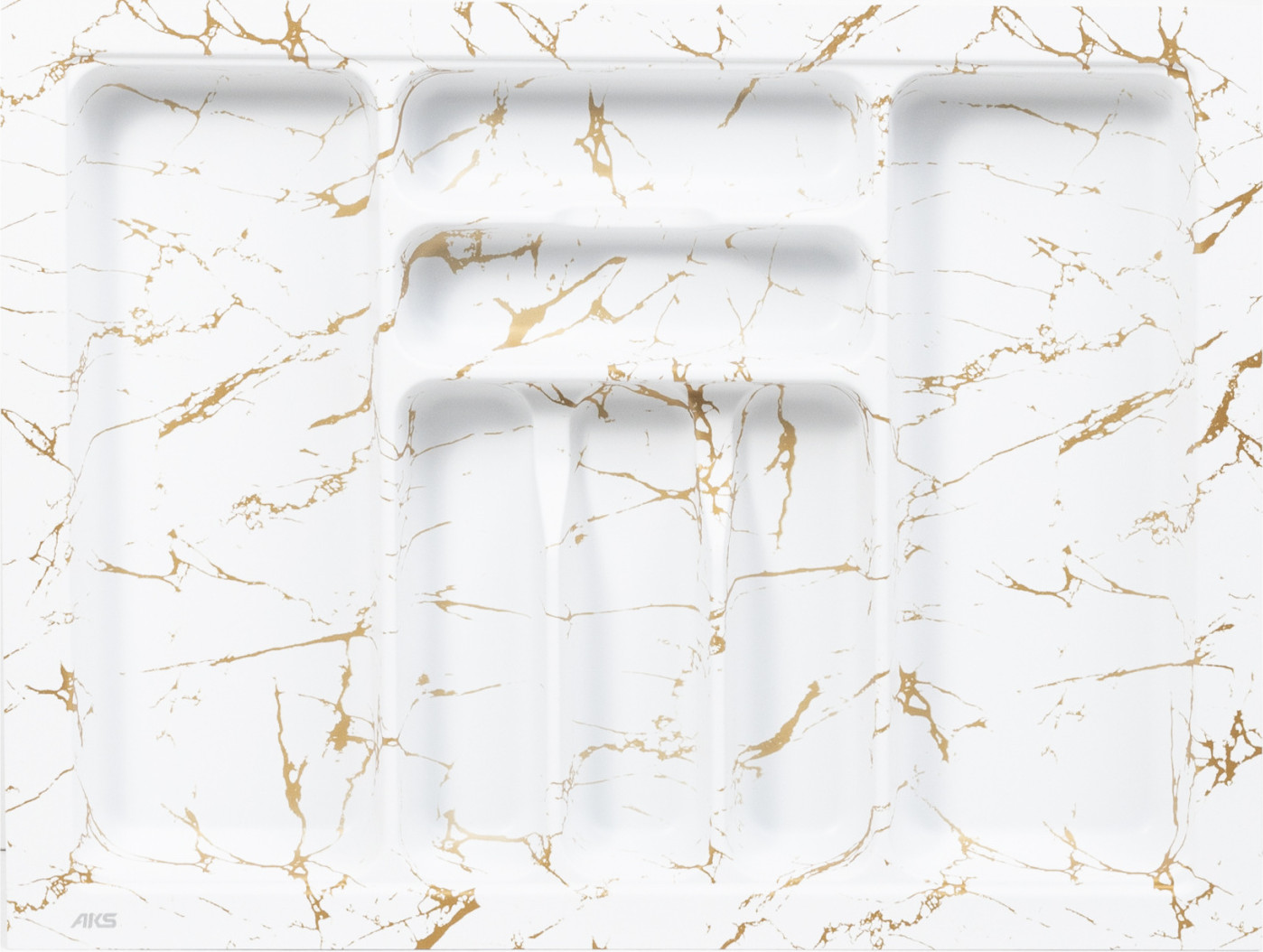 Органайзер для столовых приборов AKS 700 Marble 635x485 (бело-золотой мрамор)