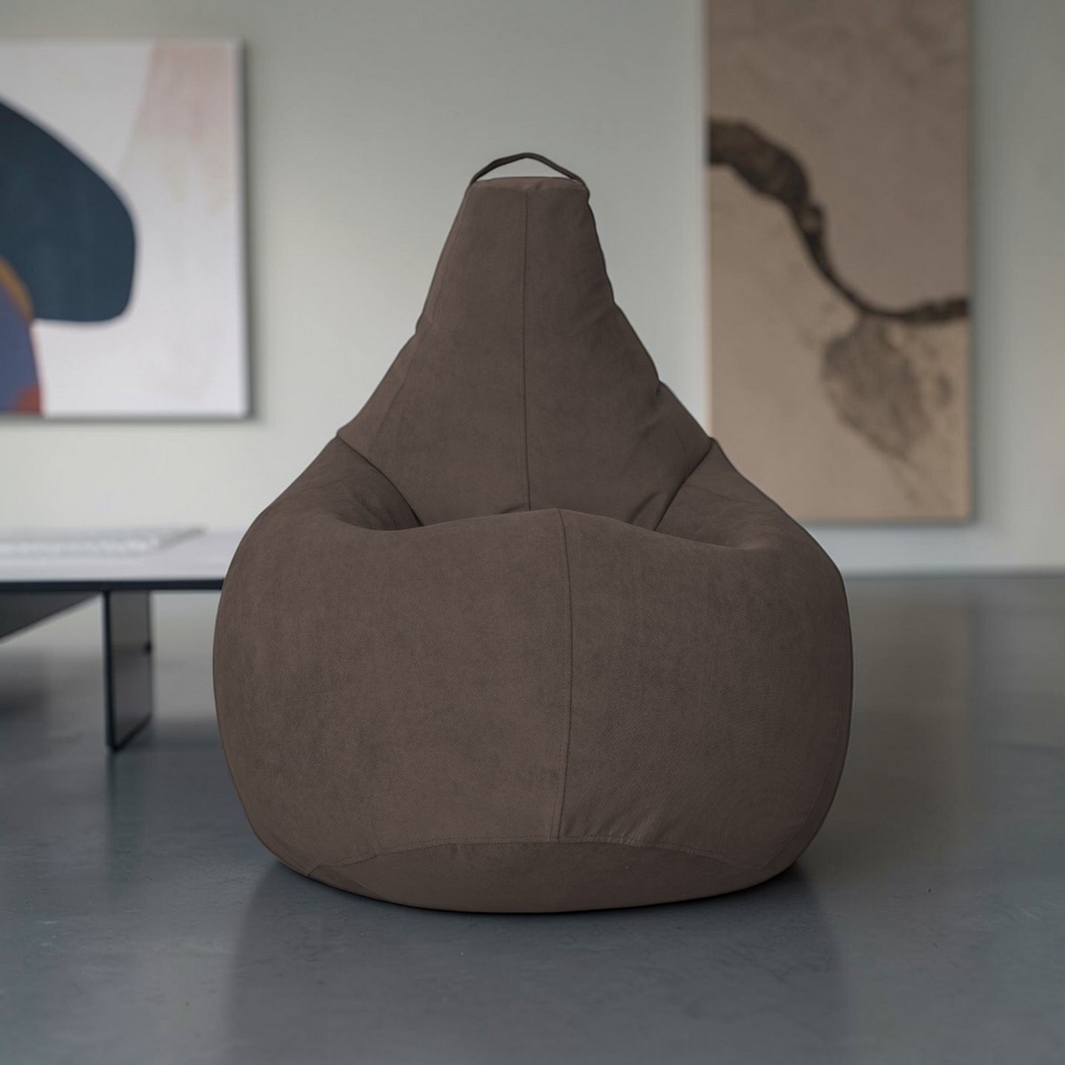 Кресло-мешок BeanBag Груша XXL / GVP-125x85-SK (велюр серо-коричневый) — фото 5