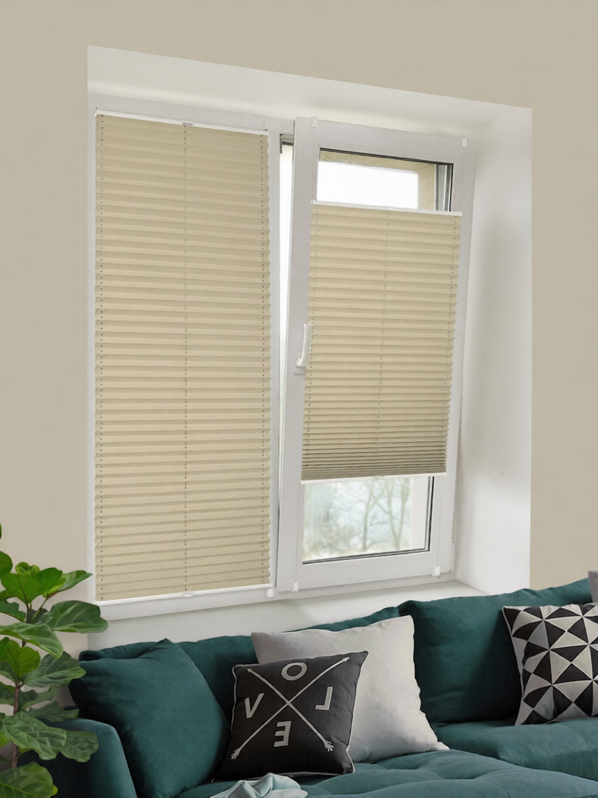 Штора-плиссе Delfa Crep BLO СПШ-36501 (62x160, бежевый)