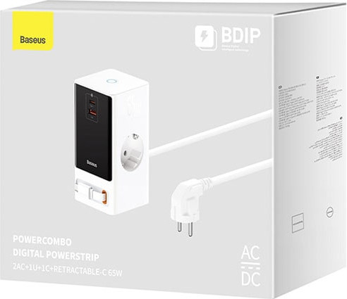 Зарядное устройство сетевое Baseus PowerCombo Digital PowerStrip PSLR000602 (белый) — фото 5