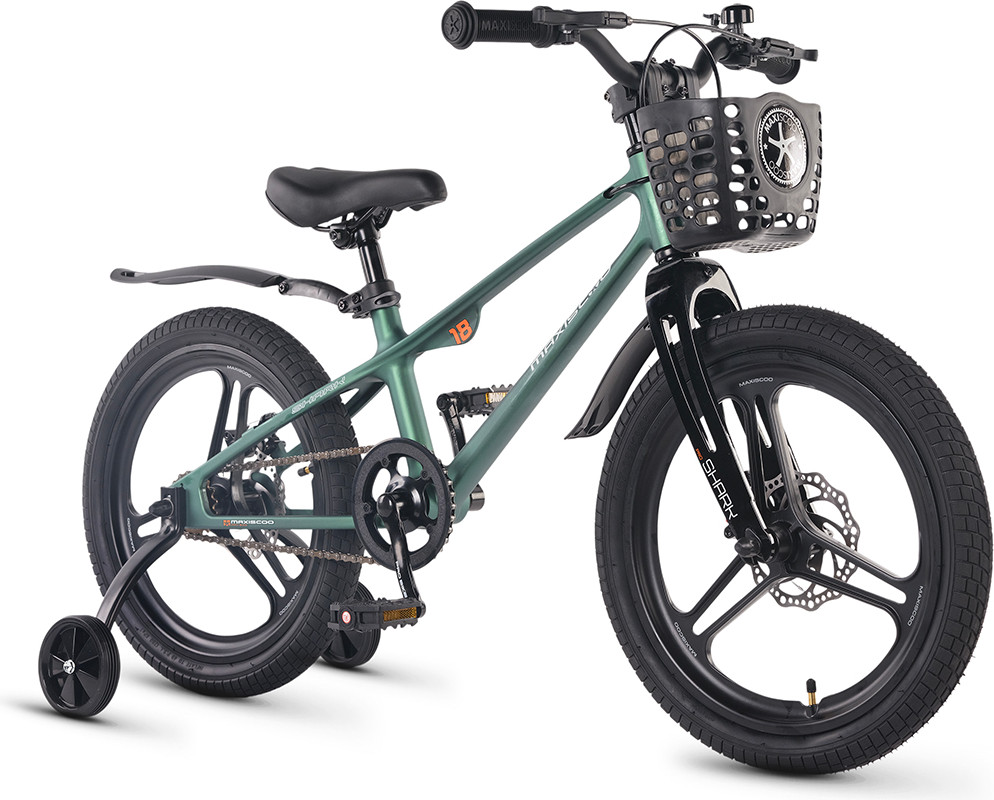 Детский велосипед Maxiscoo Shark Pro 18 2026 / MSC-SH1851P (зеленый матовый, разобранный, в коробке) — фото 3