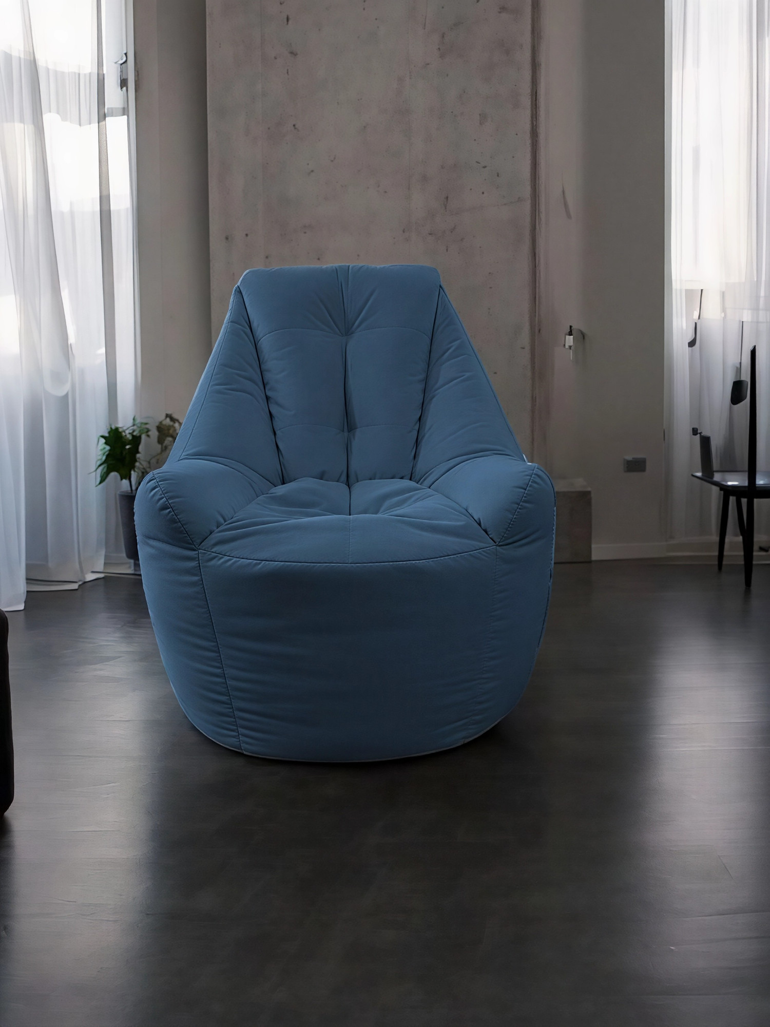 Кресло-мешок BeanBag Бенджамин / B-85x90-D (микровелюр джинс) — фото 2