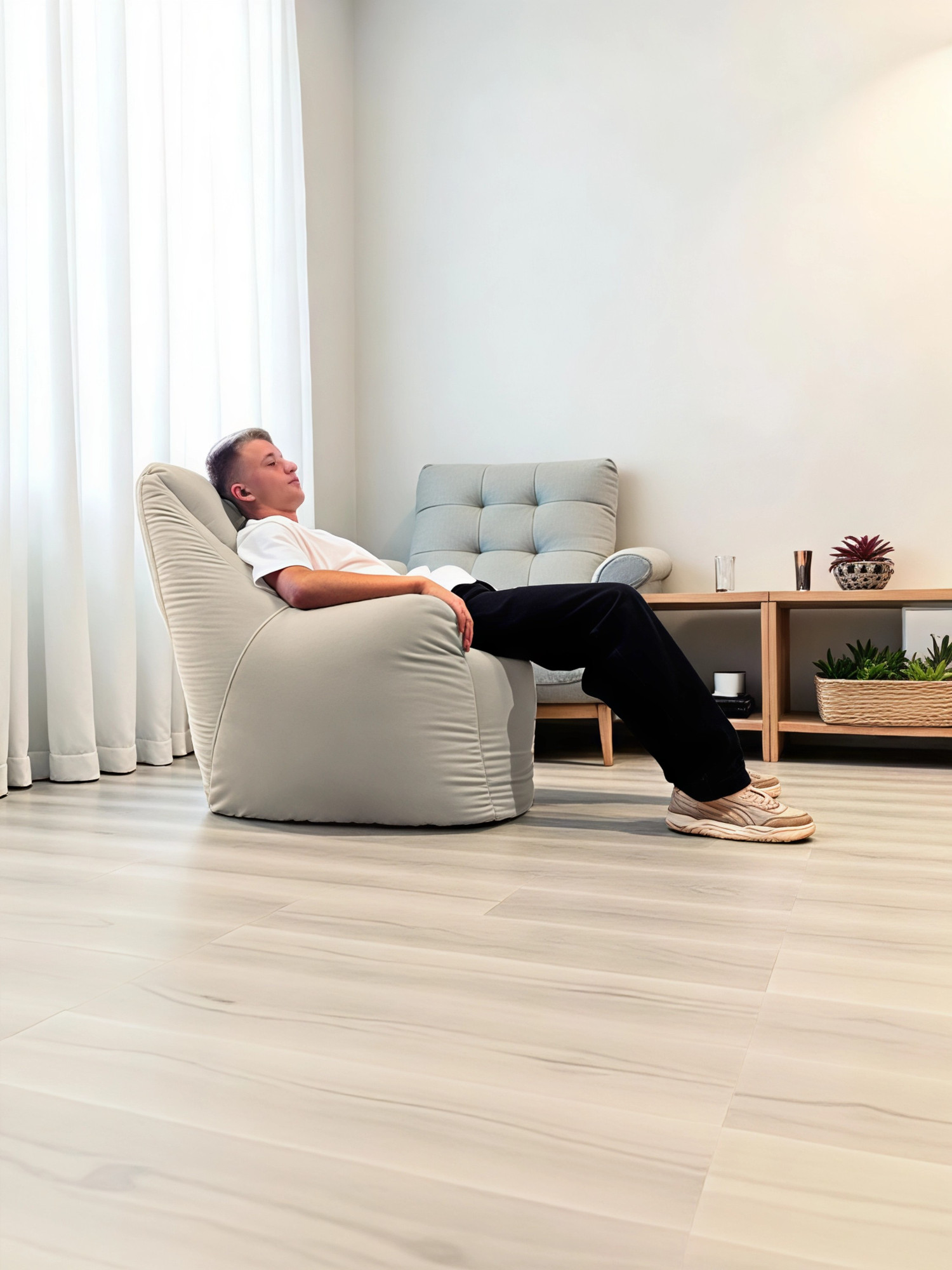 Кресло-мешок BeanBag Бенджамин / B-85x90-L (микровелюр латте) — фото 6