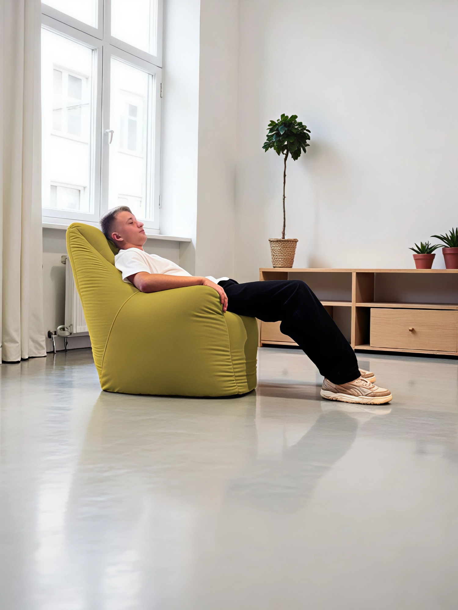 Кресло-мешок BeanBag Бенджамин / B-85x90-M (микровелюр мимоза) — фото 2