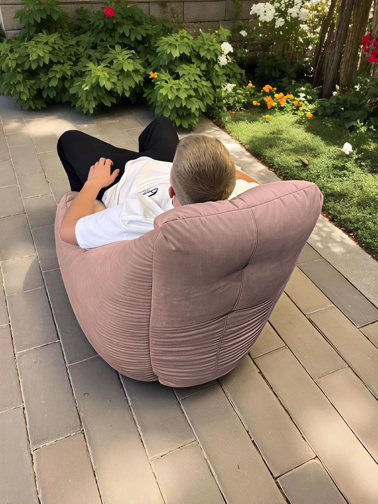 Кресло-мешок BeanBag Бенджамин / B-85x90-F (микровелюр фламинго) — фото 6