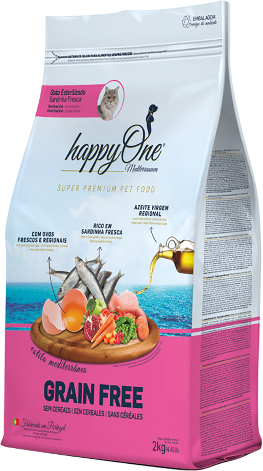 Сухой корм для кошек HappyOne Mediterraneum для стерилиз. со свежим яйцом и свежей сардиной (2кг)