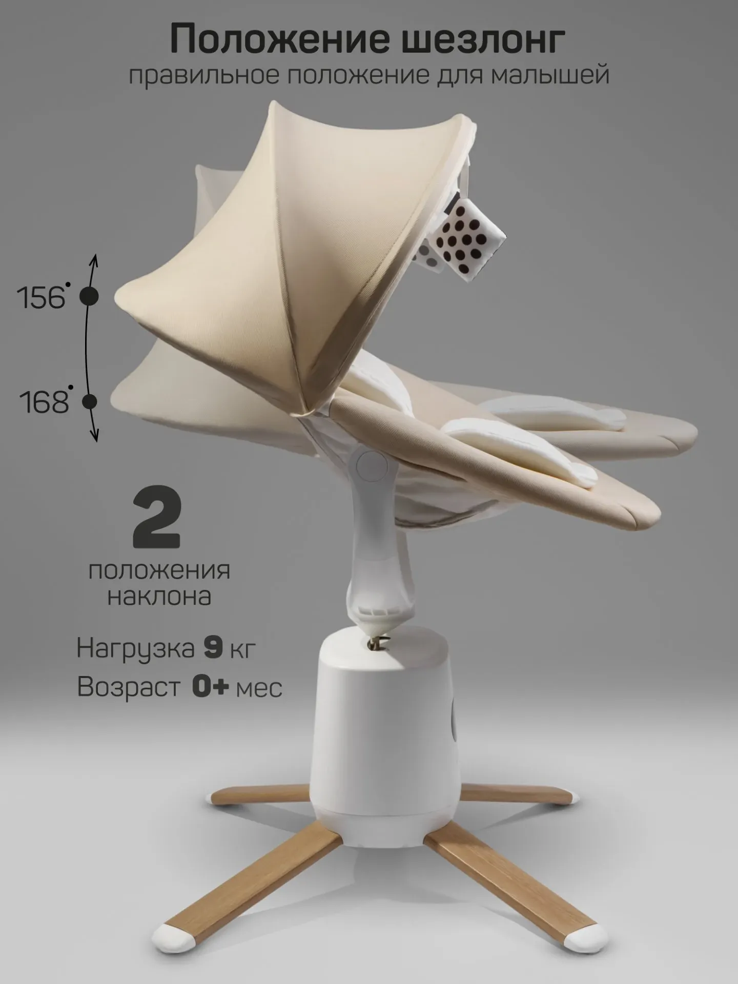 Качели для новорожденных Amarobaby Jolly swing / AB25-22JOLLY/3300 (молочный) — фото 3
