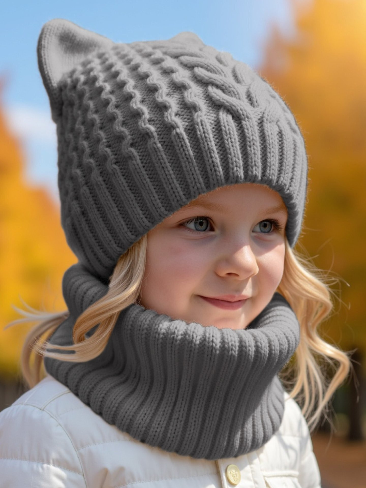 Набор головных уборов детский Amarobaby Charm / AB-OD25-CH16/11-52 (р.52-54, серый) — фото 6