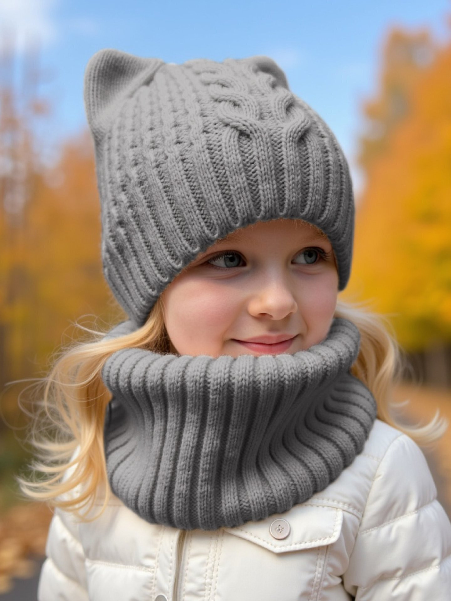 Набор головных уборов детский Amarobaby Charm / AB-OD25-CH16/11-52 (р.52-54, серый) — фото 4