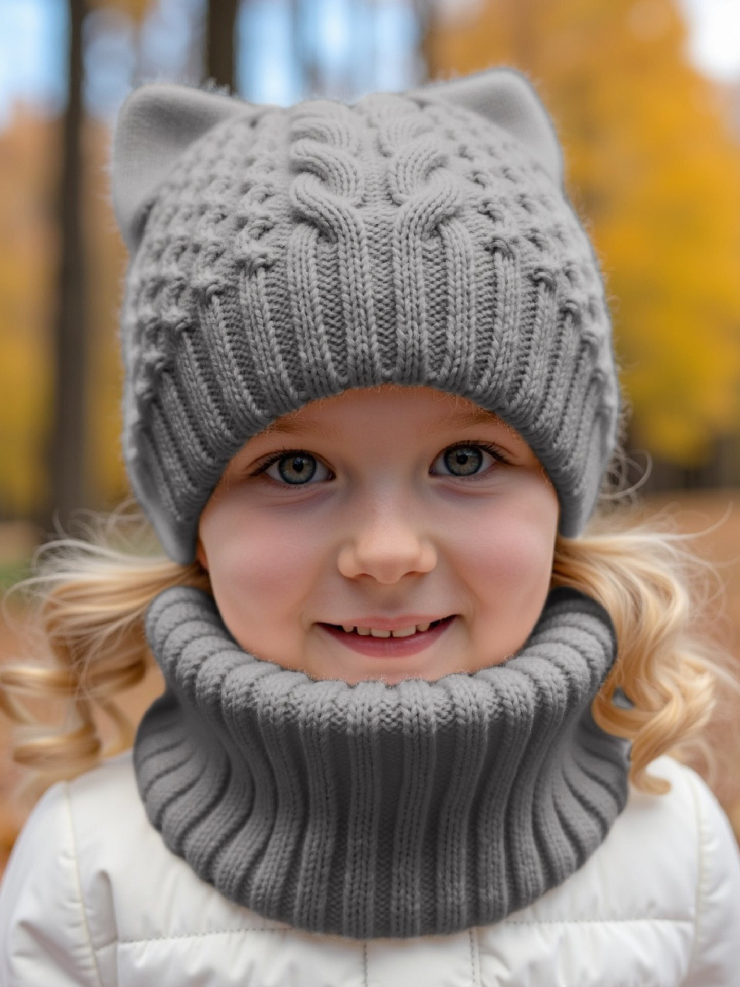 Набор головных уборов детский Amarobaby Charm / AB-OD25-CH16/11-52 (р.52-54, серый) — фото 3