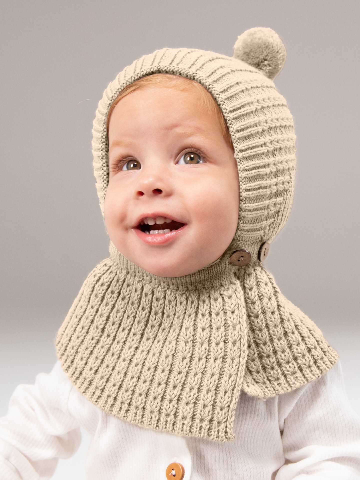 Балаклава детская Amarobaby Bonny / AB-OD25-BON16/03-42 (р.42-44, бежевый) — фото 4