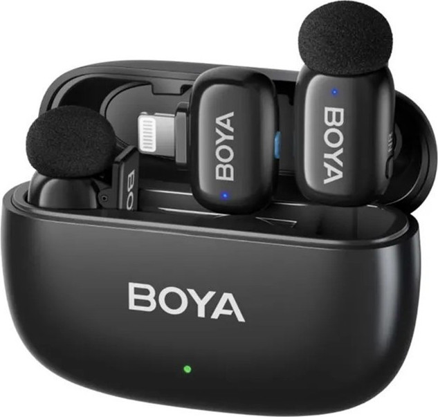 Микрофон BOYA Mini-12 с кейсом lightning+Type-C (черный) — фото 2