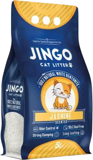 Наполнитель для туалета Jingo Бентонит комкующийся Jasmine с цветными гранулами (5л)