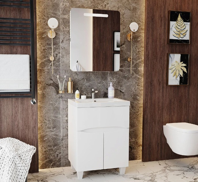 Тумба с умывальником Onika Стрим 60 106154 + Kirovit Фостер 60 — фото 2