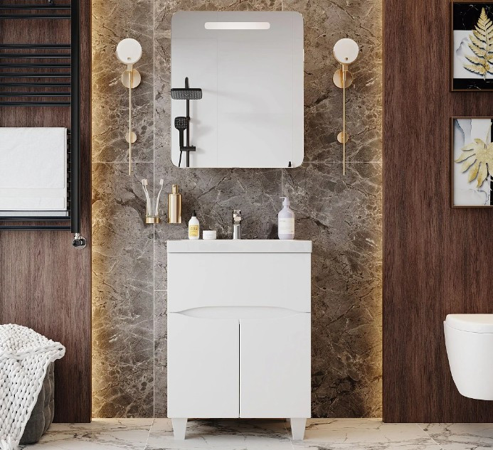 Тумба с умывальником Onika Стрим 60 106154 + Kirovit Фостер 60 — фото 3